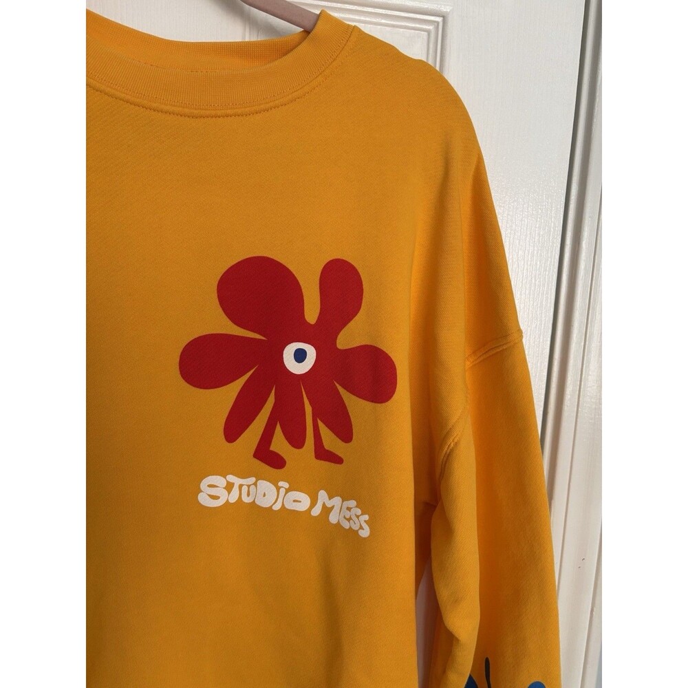 Zara Sweatshirt Studio Mess What Wow Pop Art Evil Eye Men's Small Yellow - Picture 11 of 14